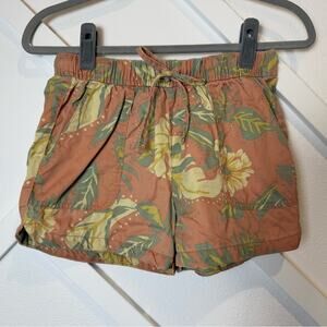 Cynthia Rowley Orange Tropical Drawstring Elastic Waist Shorts Lyocell Size XS